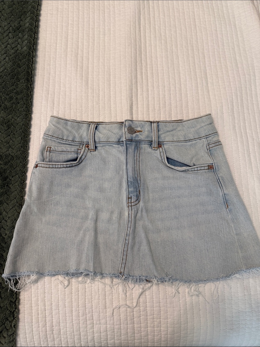 wild fable Light Blue Denim Mini Skirt with Frayed Hem